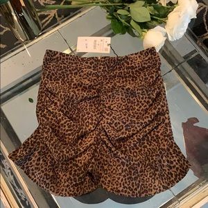 Zara Leopard print ruffle mini skirt NWT